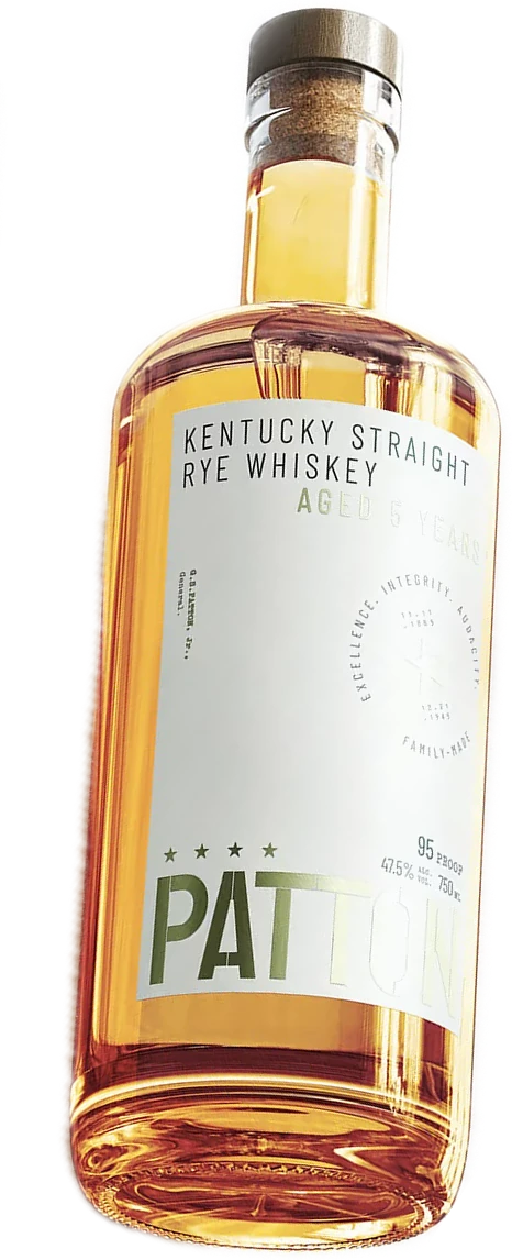 A bottle of Patton Kentucky Straight Rye